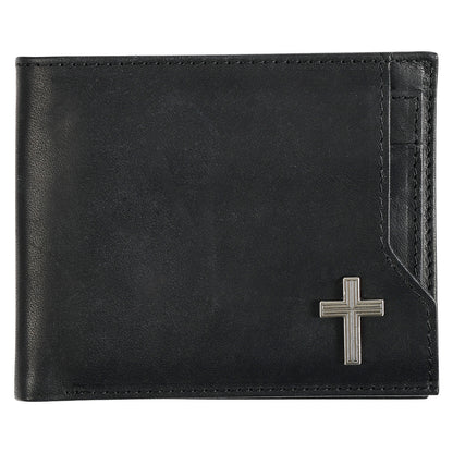 Silver Cross Black Genuine Leather Wallet - The Christian Gift Company