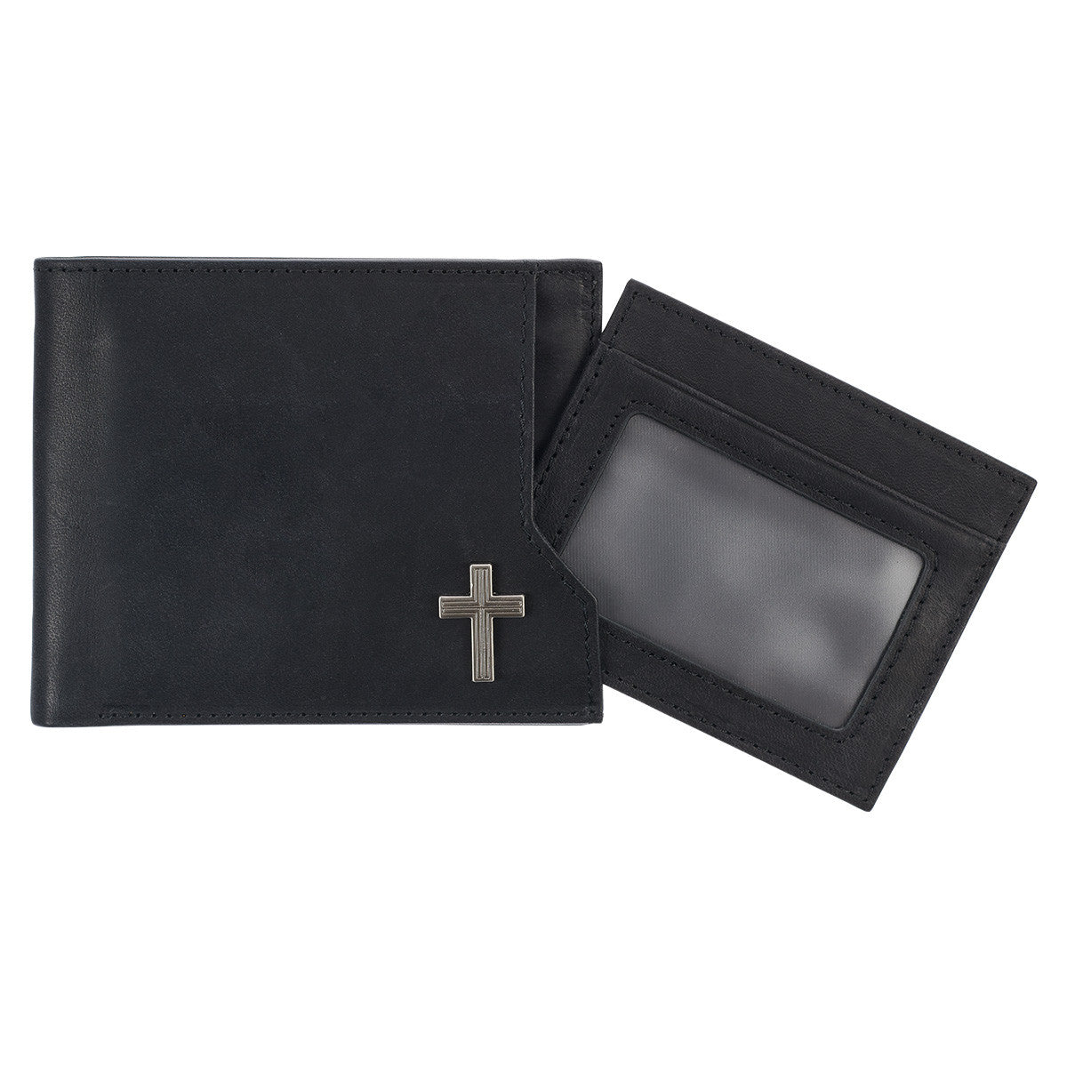 Silver Cross Black Genuine Leather Wallet - The Christian Gift Company