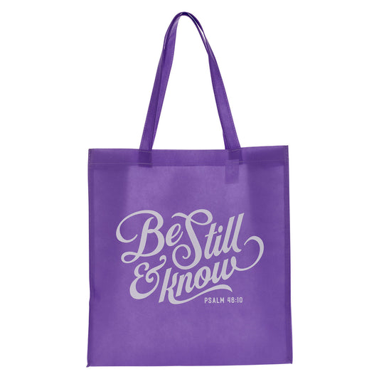 Be Still Lavender Shopping Tote Bag - Psalm 46:10 - The Christian Gift Company