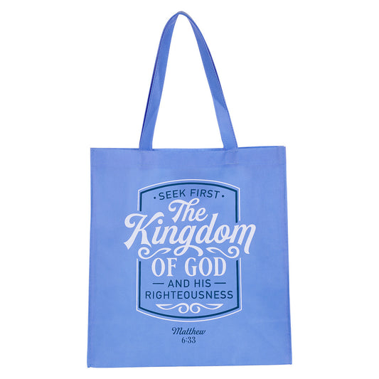 The Kingdom of God Blue Shopping Tote Bag - Matthew 6:33 - The Christian Gift Company