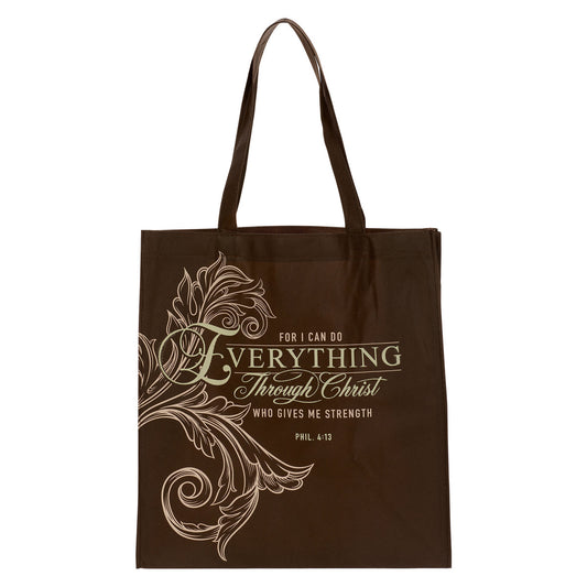 Everything Through Christ Fluted Iris Shopping Tote Bag - Philippians 4:13 - The Christian Gift Company