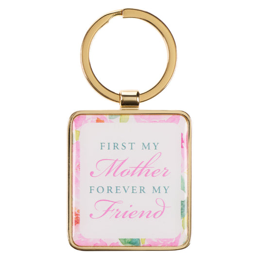 First My Mother Pink Peony Metal Key Ring - The Christian Gift Company