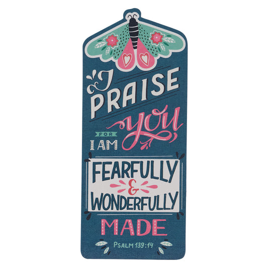 Fearfully and Wonderfully Made Butterfly Premium Cardstock Bookmark - Psalm 139:14 - The Christian Gift Company