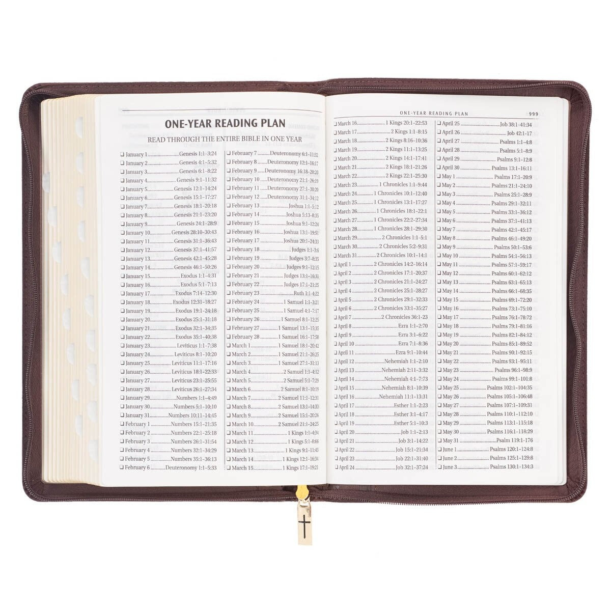 Walnut Brown Faux Leather King James Version Deluxe Gift Bible with Thumb Index and Zippered Closure - The Christian Gift Company