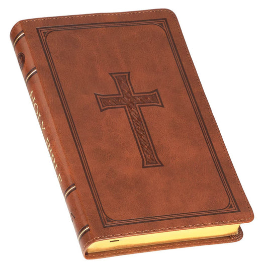 Honey-brown Faux Leather King James Version Deluxe Gift Bible with Thumb Index - The Christian Gift Company