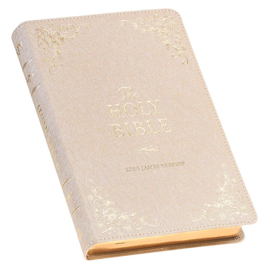 Pearlescent Ivory Faux Leather King James Version Deluxe Gift Bible with Thumb Index - The Christian Gift Company
