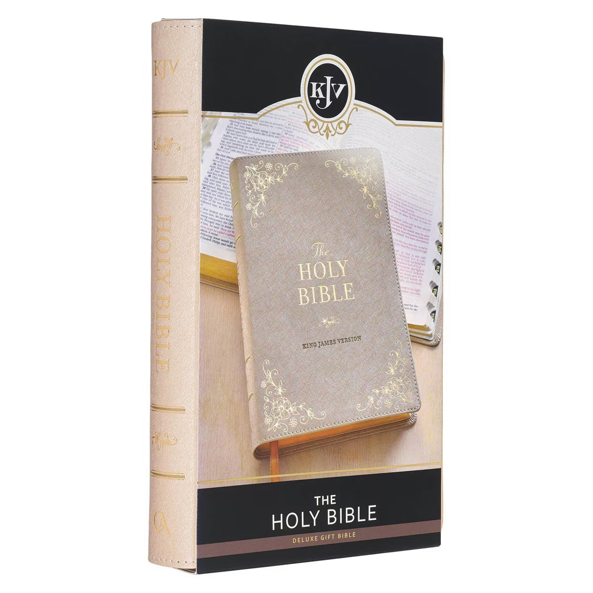 Pearlescent Ivory Faux Leather King James Version Deluxe Gift Bible with Thumb Index - The Christian Gift Company