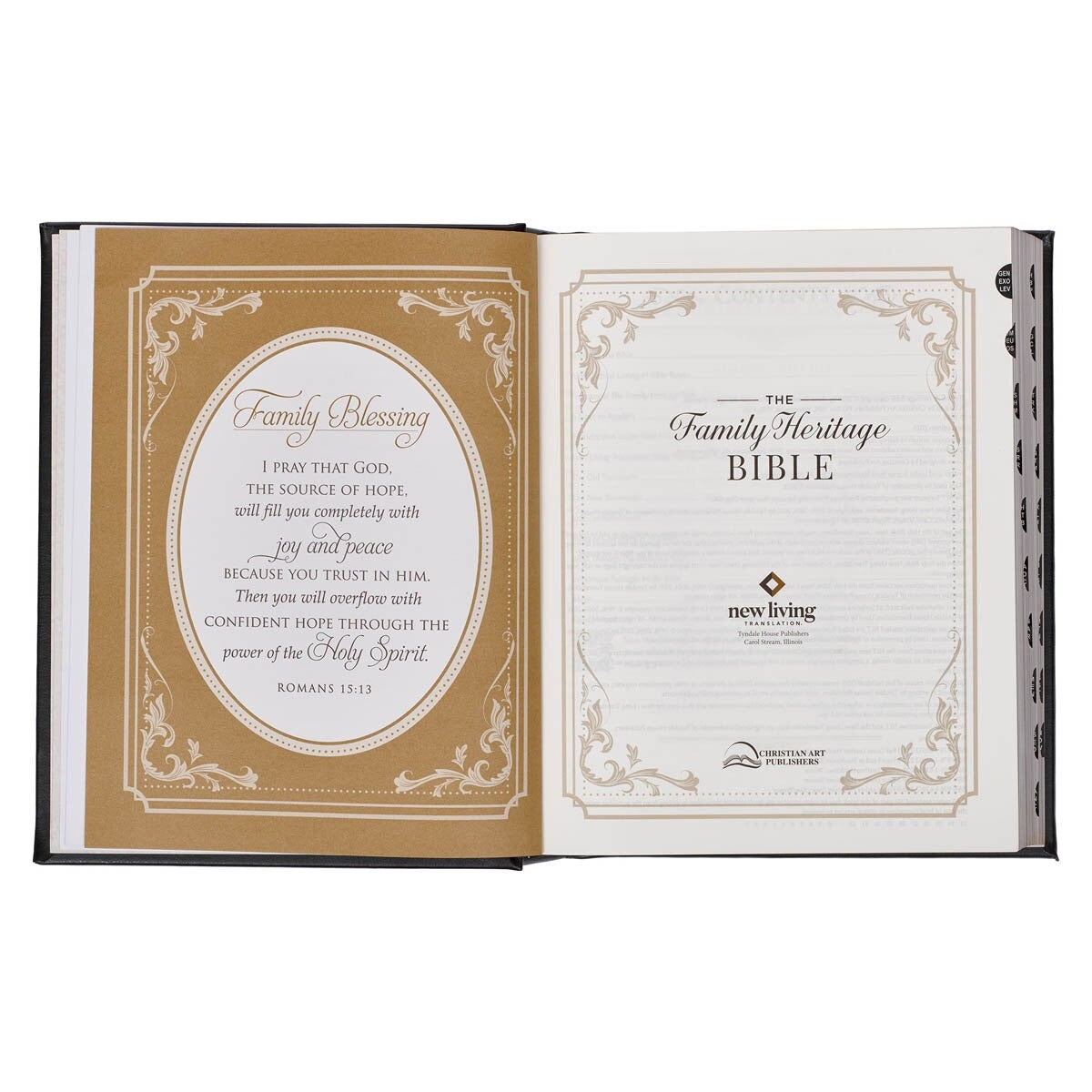 Black Faux Leather Hardcover Family Heritage Bible - The Christian Gift Company