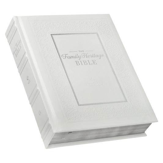 White Faux Leather Hardcover Family Heritage Bible - The Christian Gift Company