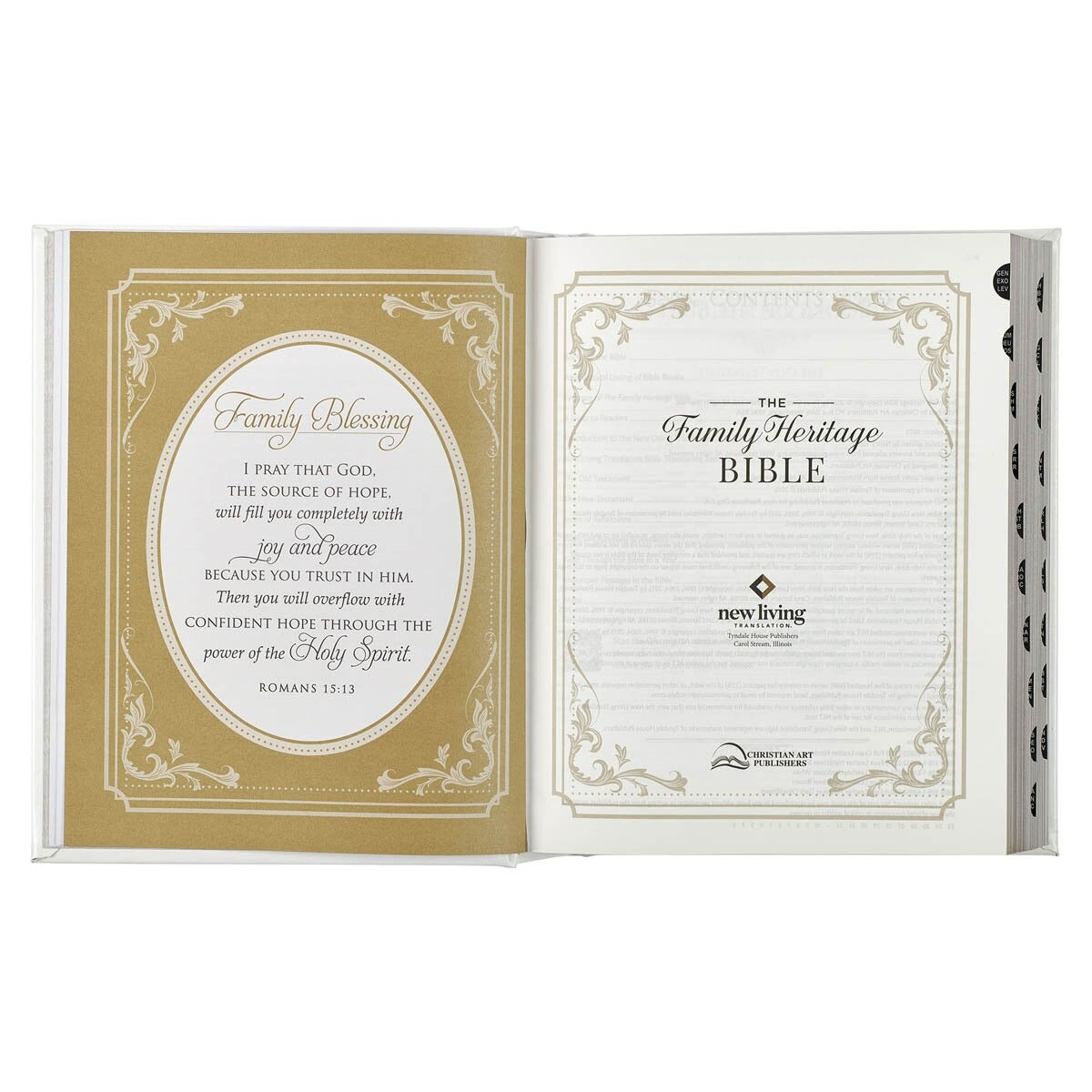 White Faux Leather Hardcover Family Heritage Bible - The Christian Gift Company