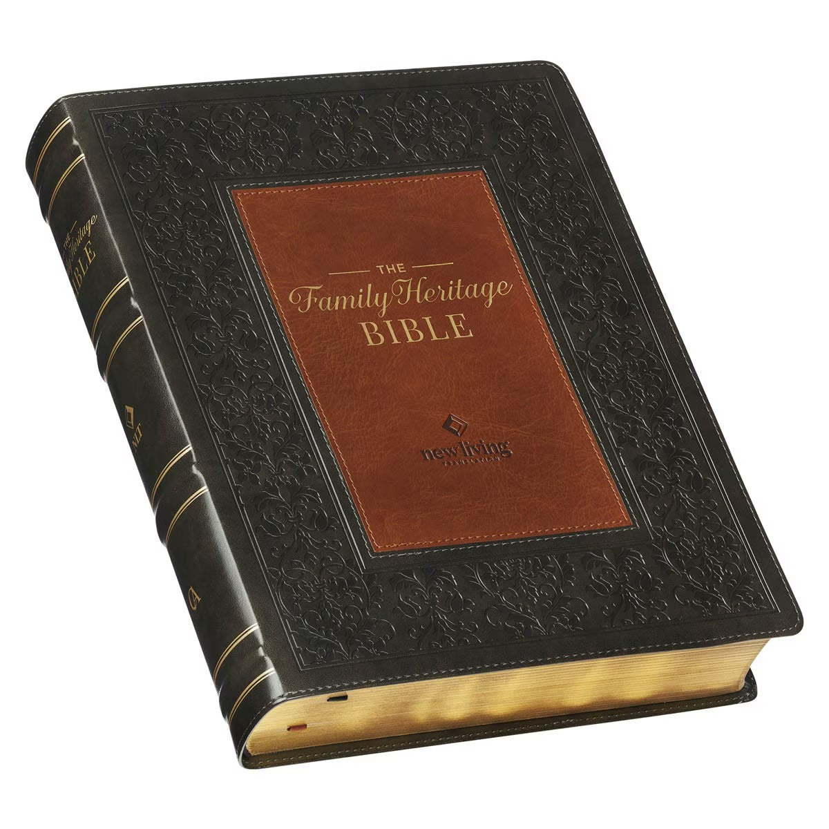 Two-tone Brown Faux Leather Family Heritage Bible - The Christian Gift Company