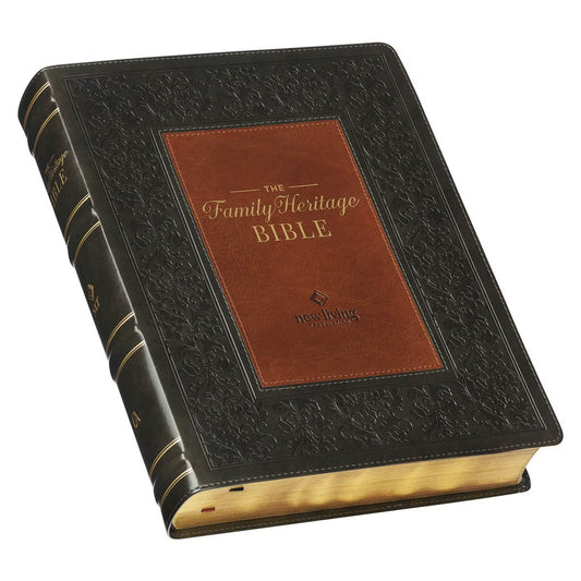 Two-tone Brown Faux Leather Family Heritage Bible - The Christian Gift Company