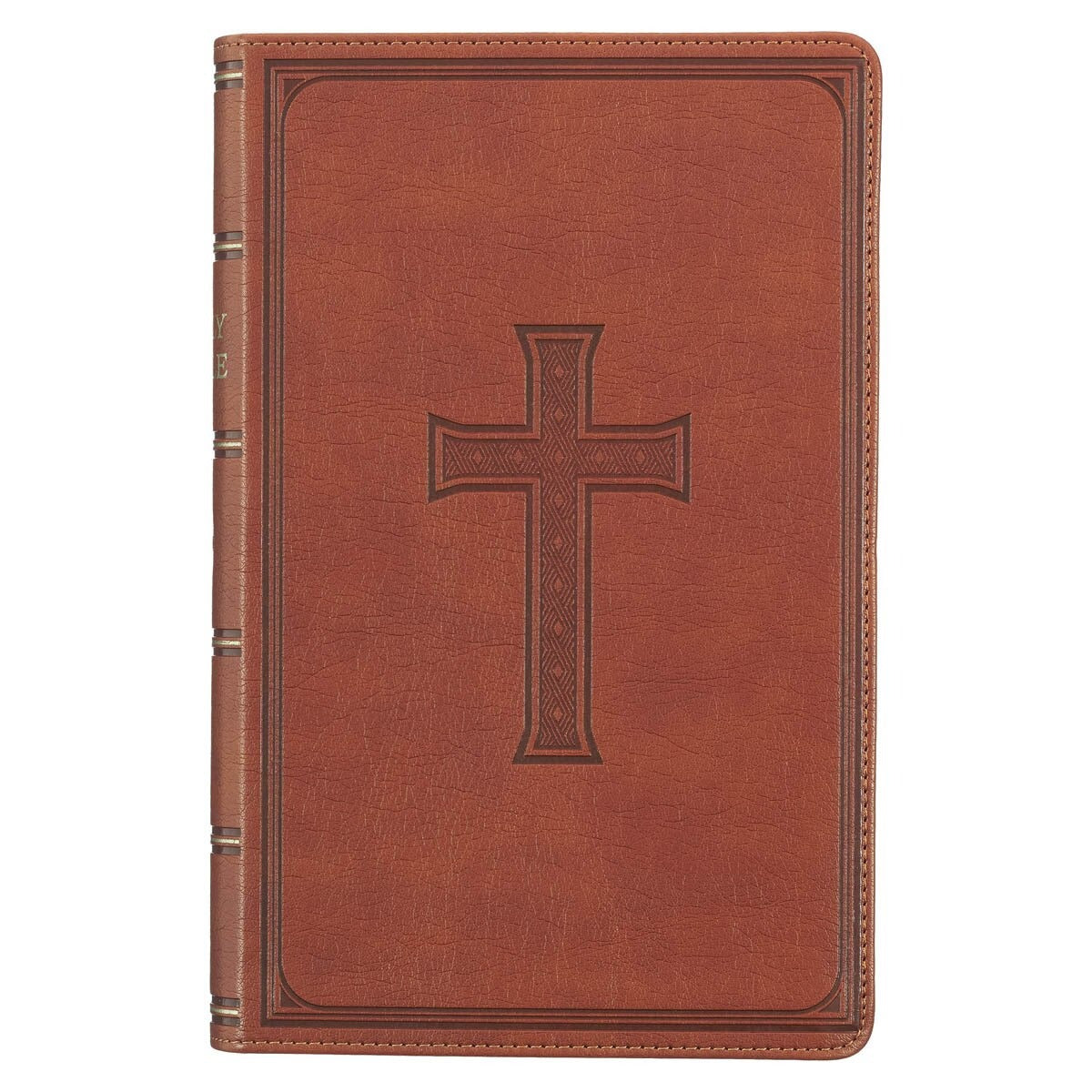 Honey Brown Faux Leather Giant Print Standard-size King James Version Bible with Thumb Index - The Christian Gift Company