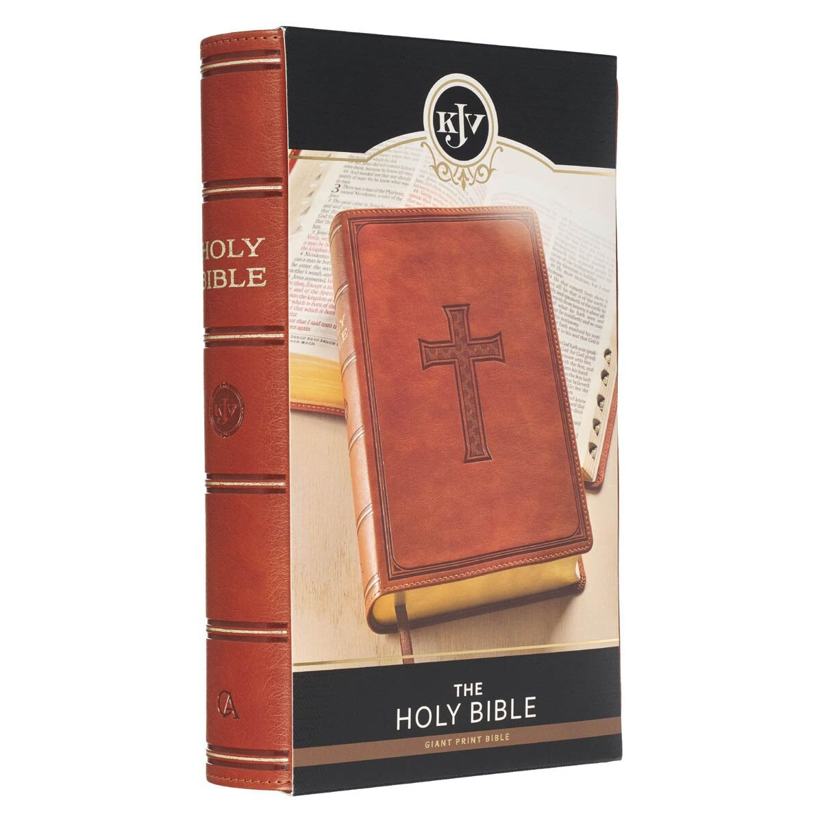 Honey Brown Faux Leather Giant Print Standard-size King James Version Bible with Thumb Index - The Christian Gift Company