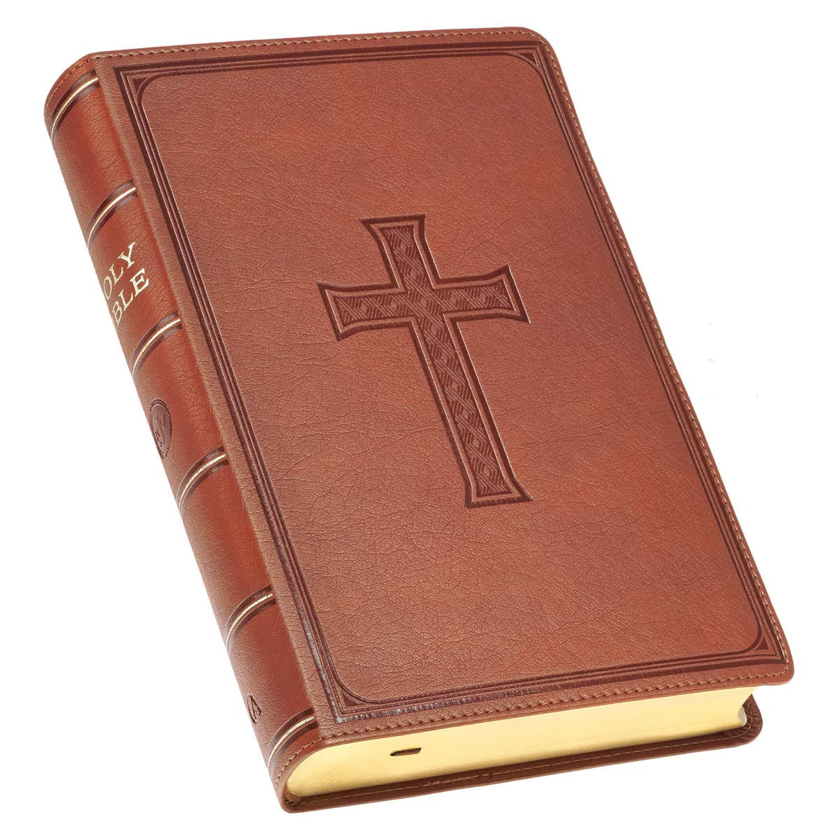 Honey Brown Faux Leather Giant Print Standard-size King James Version Bible with Thumb Index - The Christian Gift Company