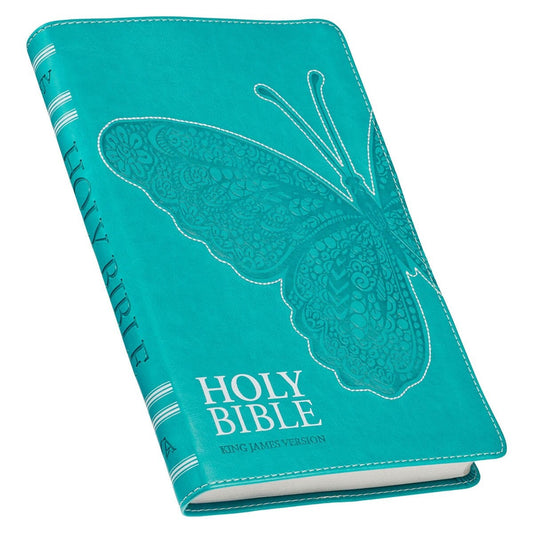 Teal Butterfly Faux Leather King James Version Gift Edition Bible - The Christian Gift Company
