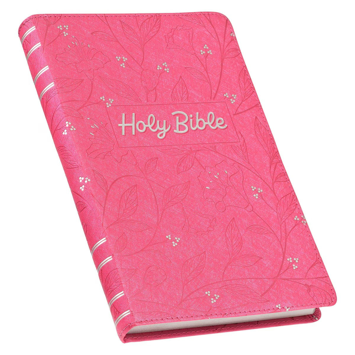Pearlised Cherry Pink Faux Leather King James Version Gift Edition Bible - The Christian Gift Company