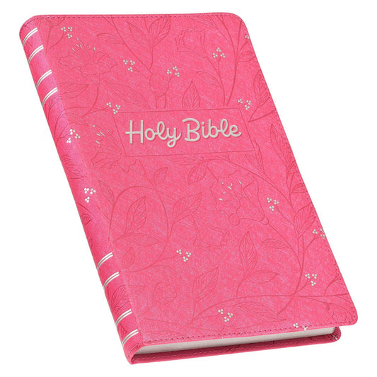 Pearlised Cherry Pink Faux Leather King James Version Gift Edition Bible - The Christian Gift Company
