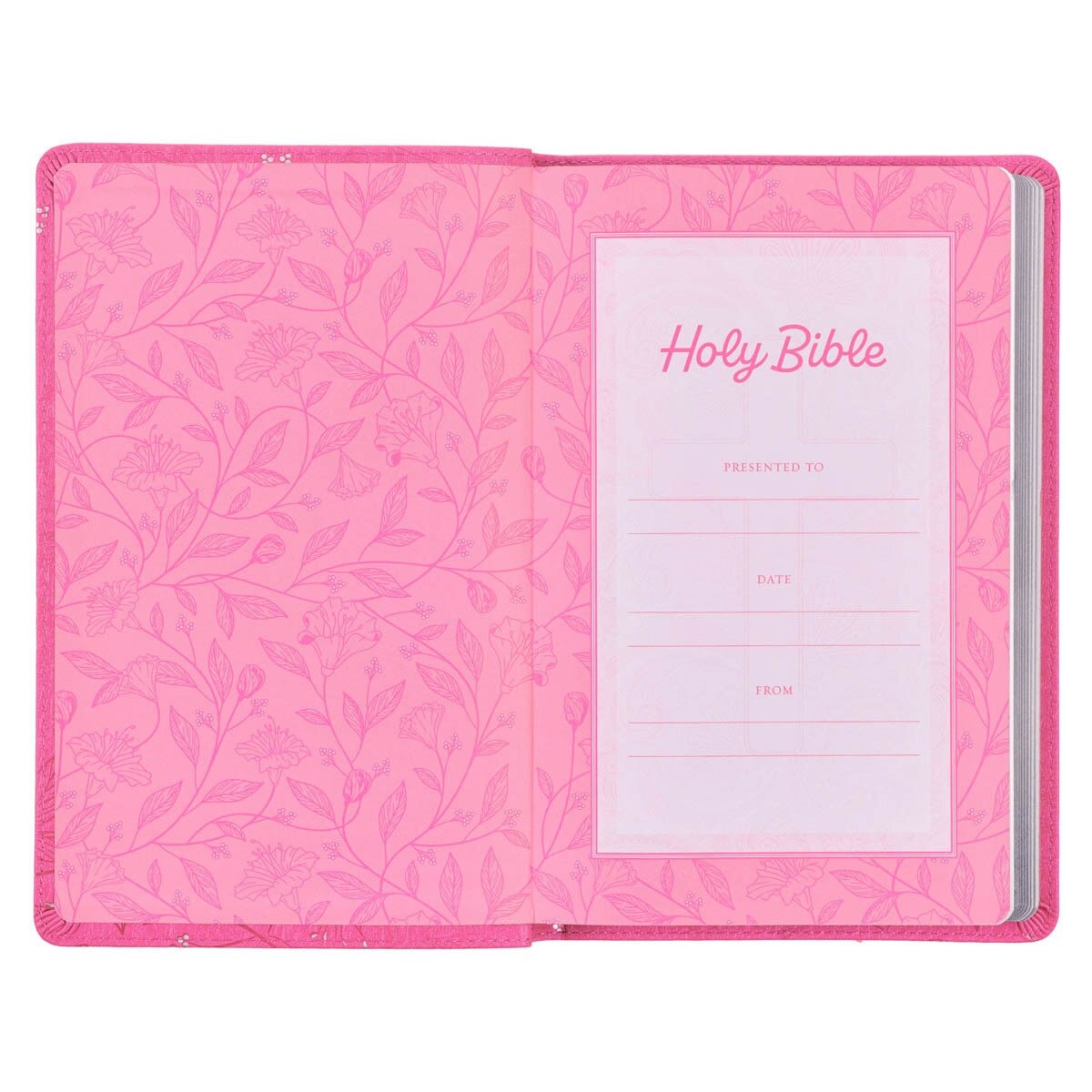 Pearlised Cherry Pink Faux Leather King James Version Gift Edition Bible - The Christian Gift Company