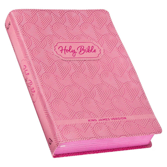 Blossom Pink Heart Faux Leather King James Version Kid's Bible - The Christian Gift Company
