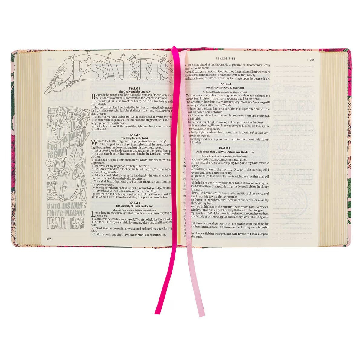 Rose-pink Floral Faux Leather Hardcover KJV My Creative Bible with Elastic Closure - The Christian Gift Company