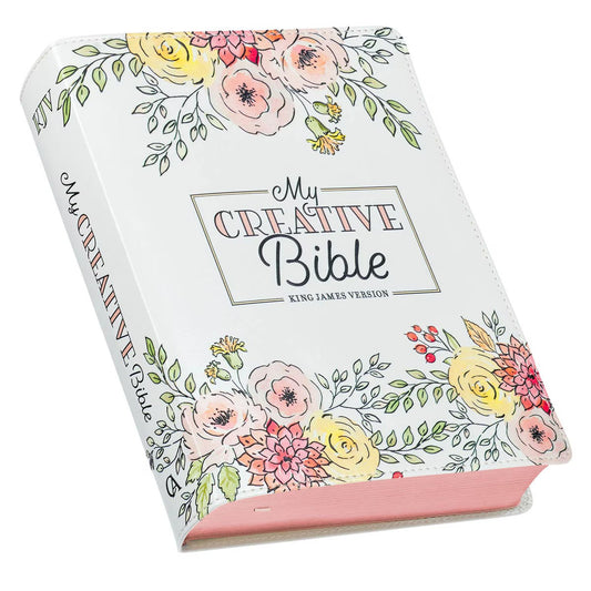 Pearlised White Faux Leather KJV My Creative Bible - The Christian Gift Company