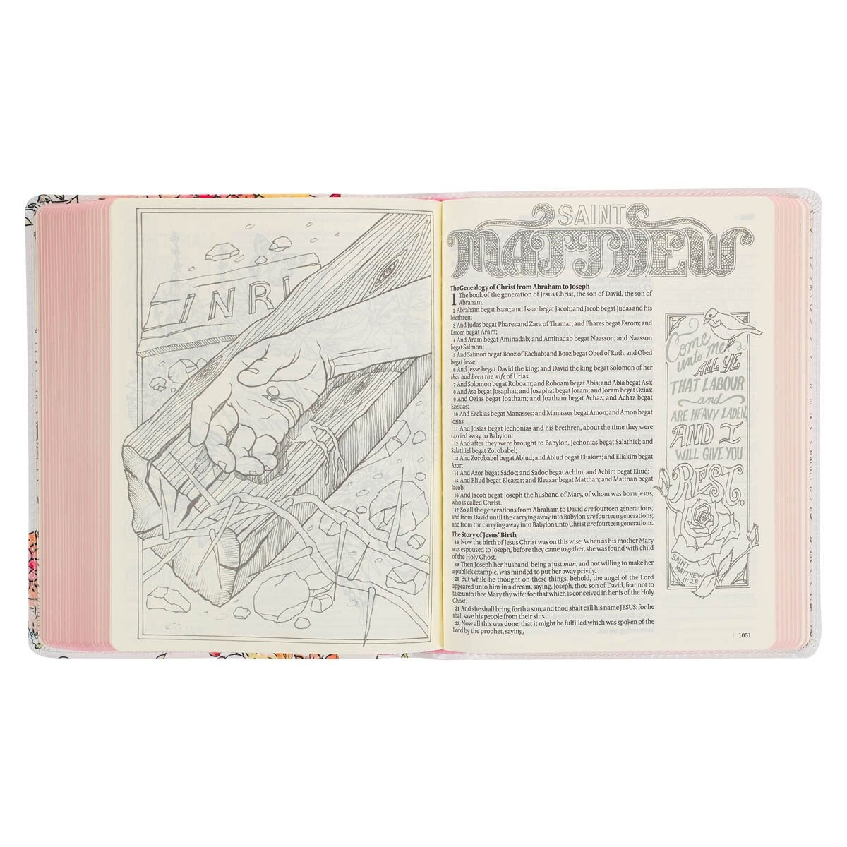 Pearlised White Faux Leather KJV My Creative Bible