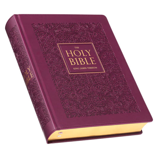 Red Plum Faux Leather Hardcover Large Print King James Version Note-taking Bible - The Christian Gift Company