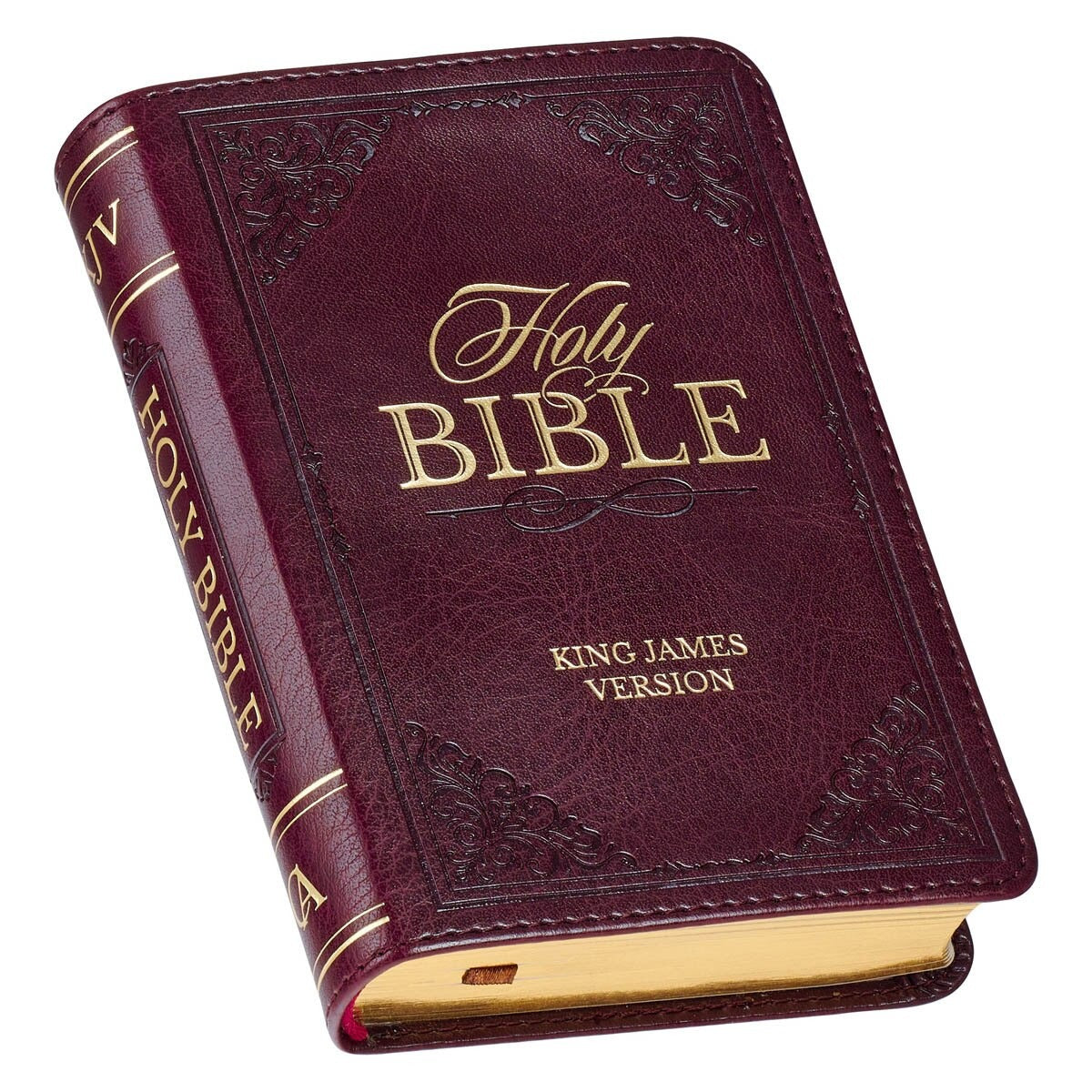 Burgundy Faux Leather King James Version Pocket Bible - The Christian Gift Company
