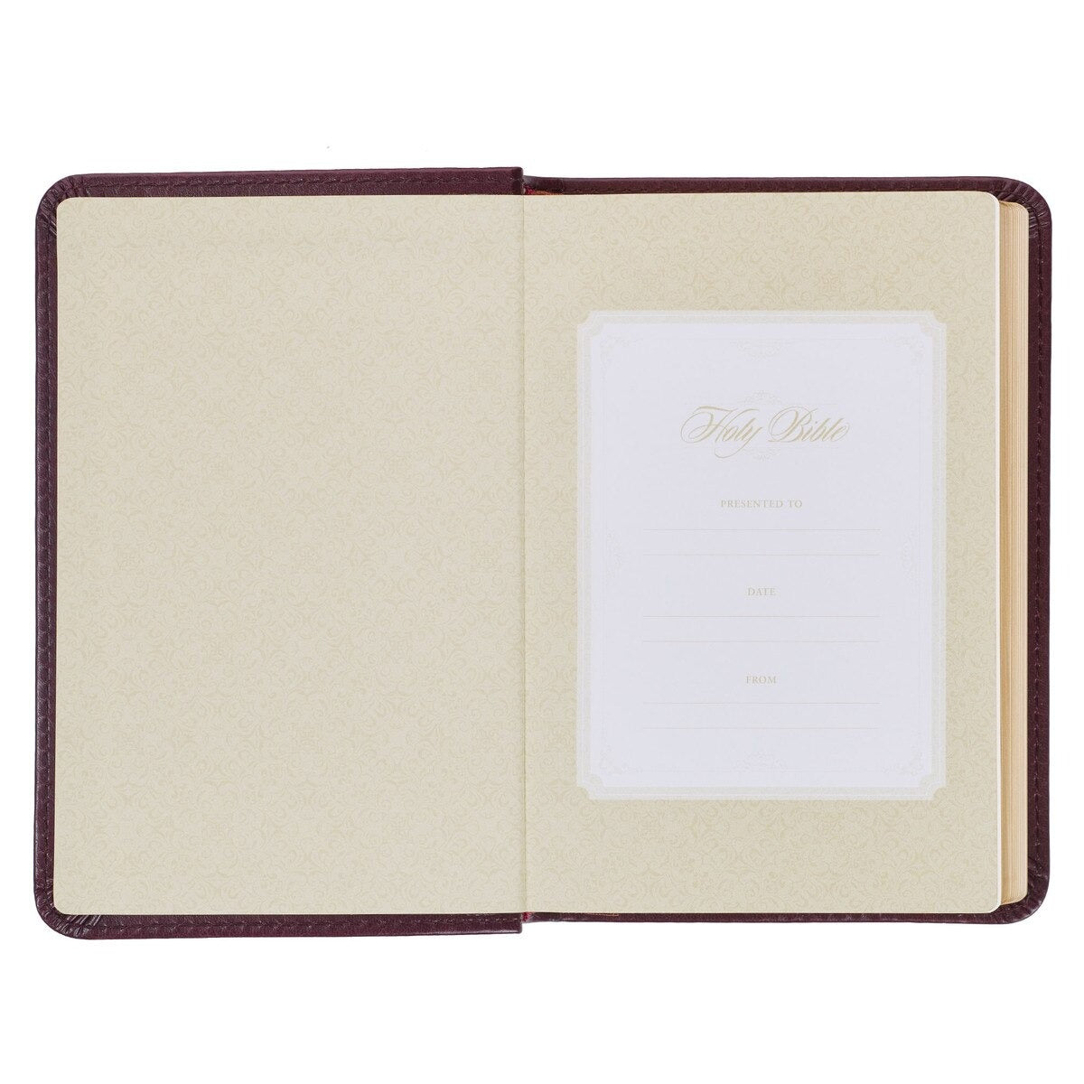 Burgundy Faux Leather King James Version Pocket Bible - The Christian Gift Company