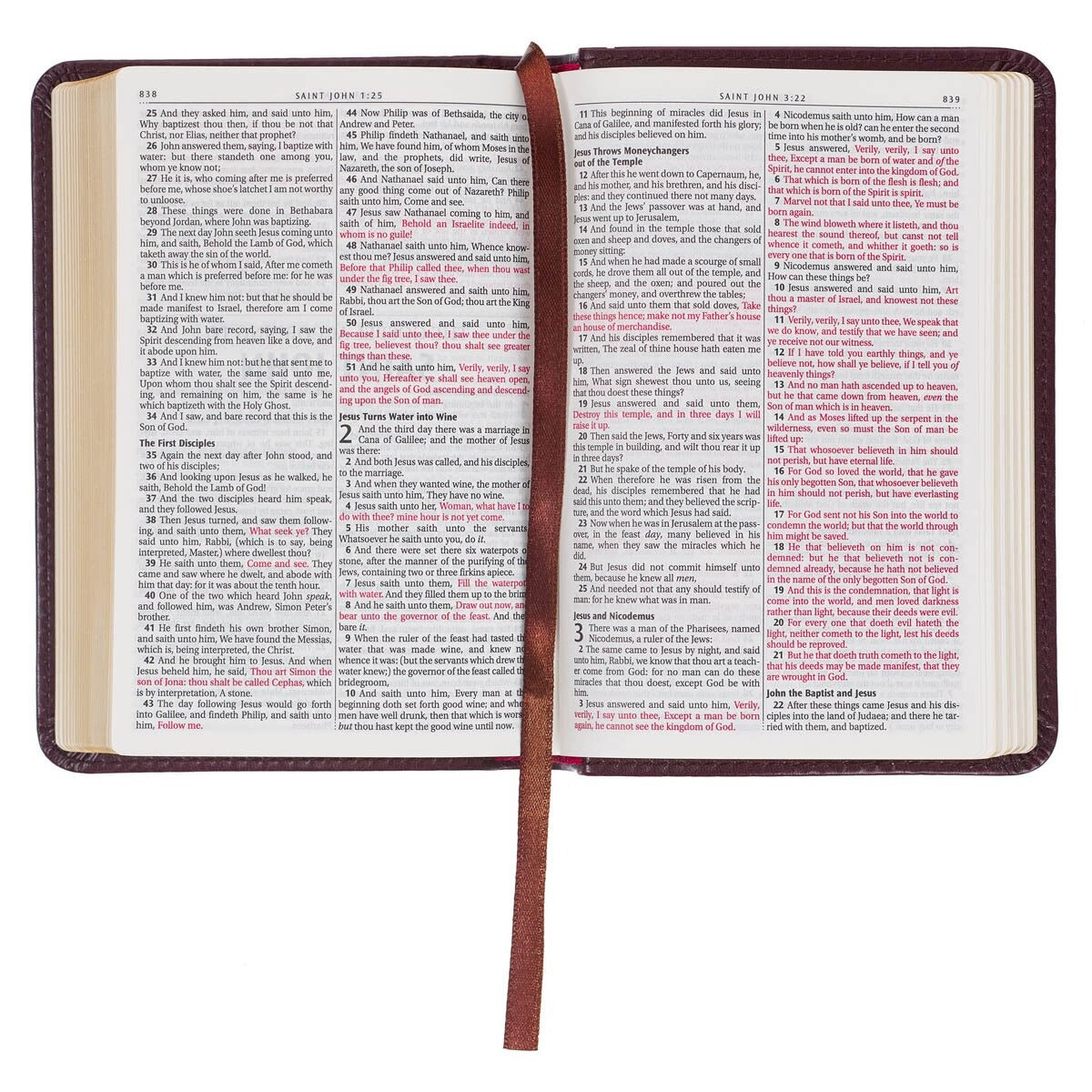 Burgundy Faux Leather King James Version Pocket Bible - The Christian Gift Company
