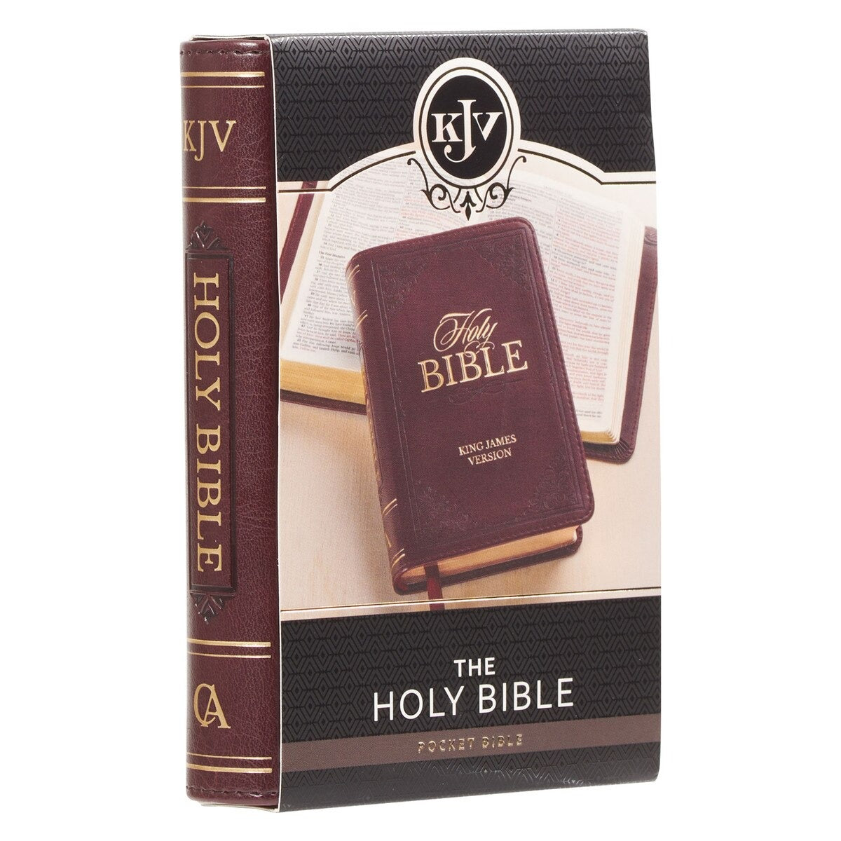 Burgundy Faux Leather King James Version Pocket Bible - The Christian Gift Company