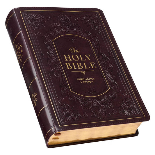 Burgundy Faux Leather King James Version Study Bible with Thumb Index - The Christian Gift Company