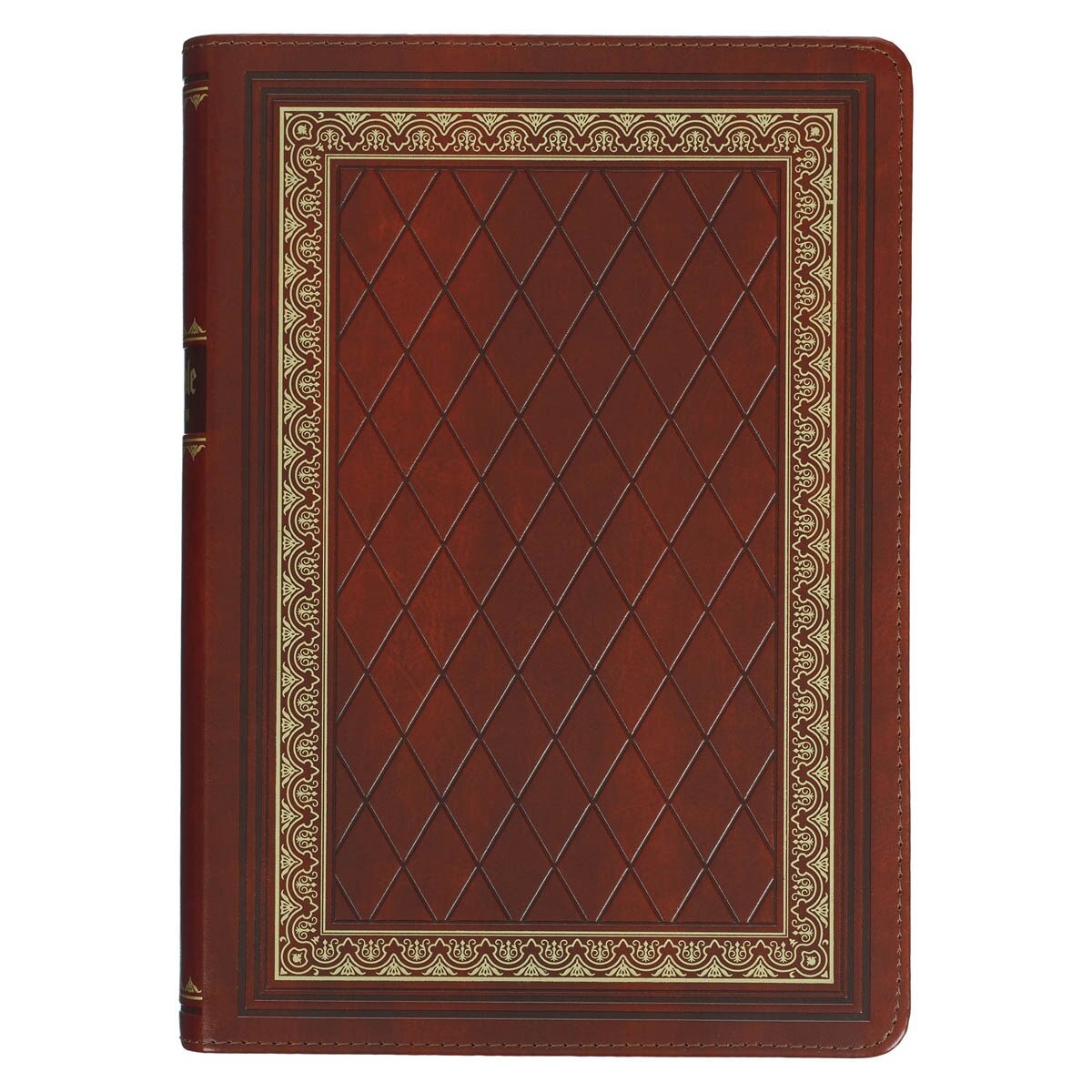 Diamond Grid Saddle Tan Faux Leather King James Version Study Bible with Thumb Index - The Christian Gift Company