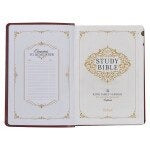 Diamond Grid Saddle Tan Faux Leather King James Version Study Bible with Thumb Index