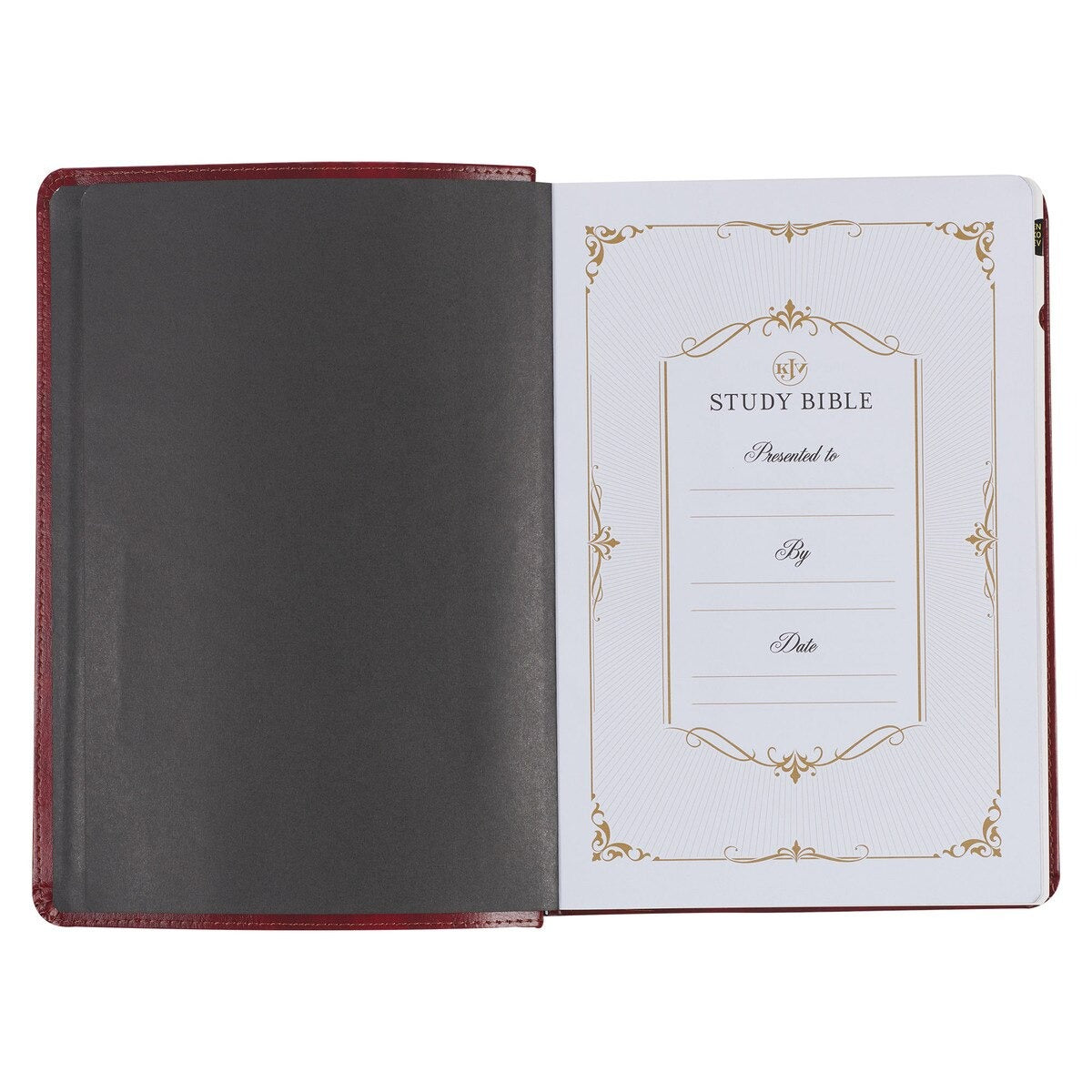 Diamond Grid Saddle Tan Faux Leather King James Version Study Bible with Thumb Index