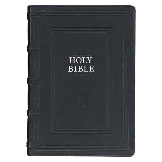 Black Faux Leather King James Study Bible with Thumb Index - The Christian Gift Company
