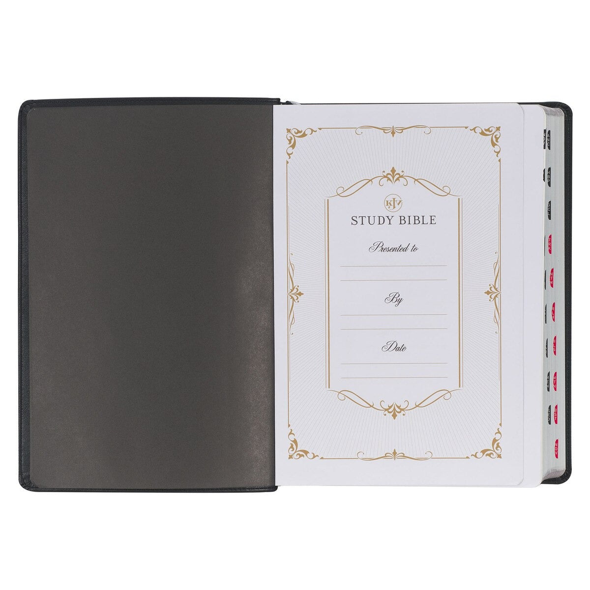 Black Faux Leather King James Study Bible with Thumb Index - The Christian Gift Company
