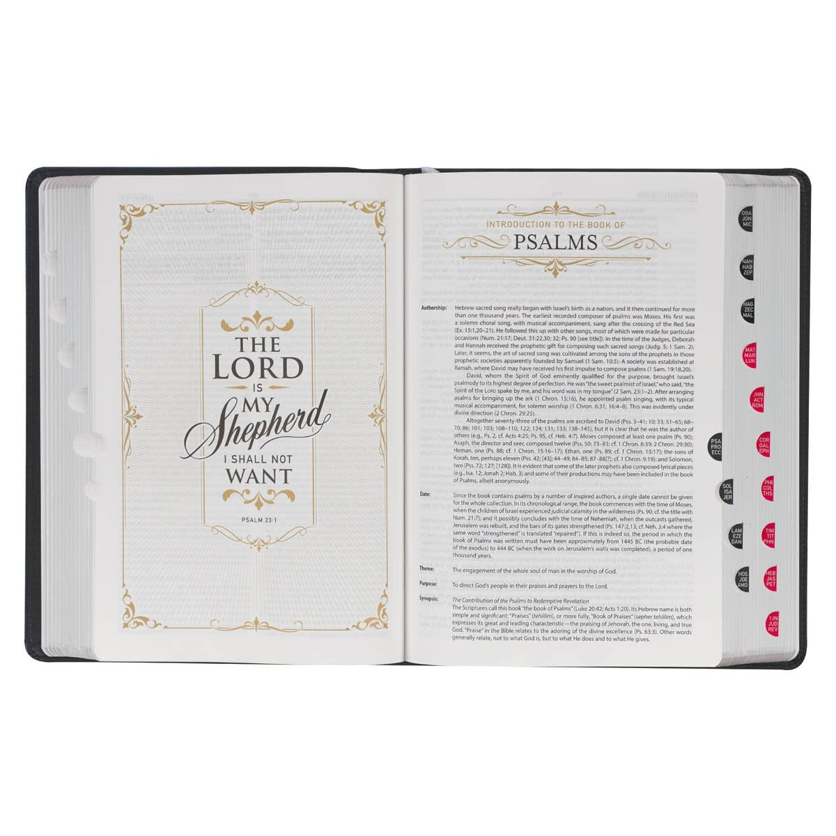 Black Faux Leather King James Study Bible with Thumb Index - The Christian Gift Company