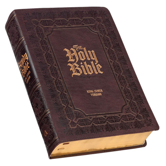 Burgundy Faux Leather Large Print King James Study Bible with Thumb Index - The Christian Gift Company