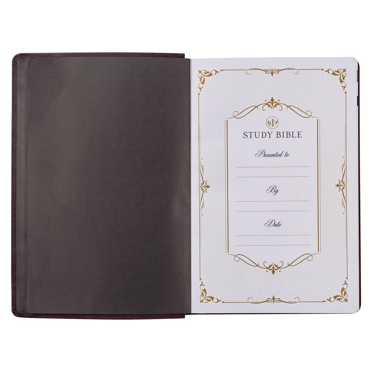 Burgundy Faux Leather Large Print King James Study Bible with Thumb Index - The Christian Gift Company
