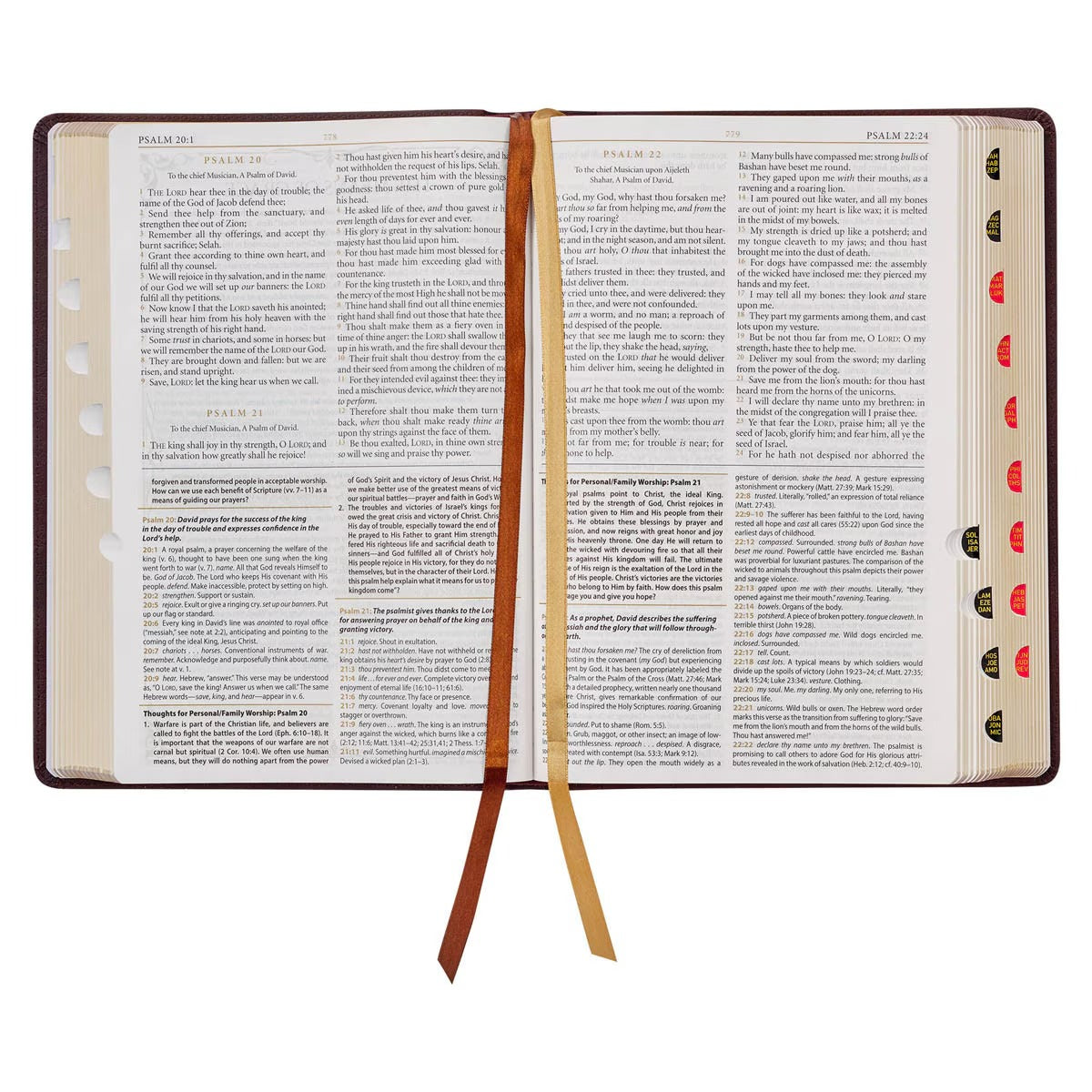 Burgundy Faux Leather Large Print King James Study Bible with Thumb Index - The Christian Gift Company