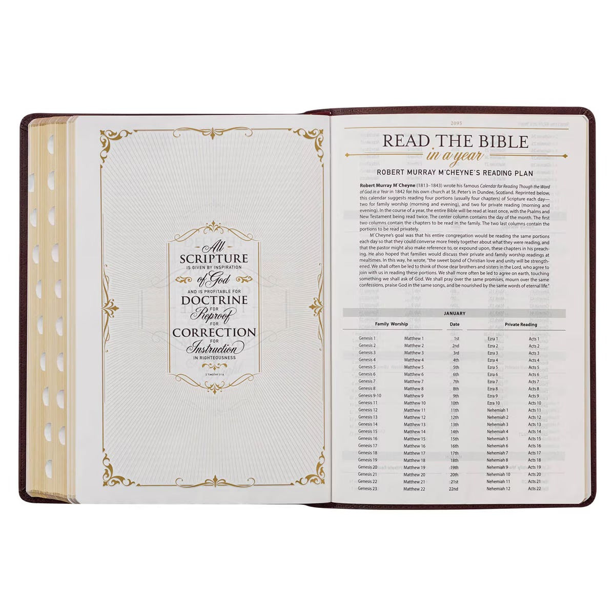 Burgundy Faux Leather Large Print King James Study Bible with Thumb Index - The Christian Gift Company