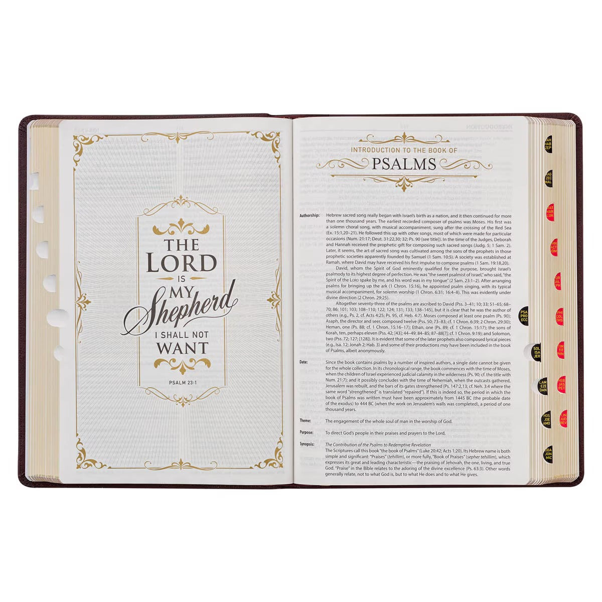 Burgundy Faux Leather Large Print King James Study Bible with Thumb Index