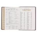 Burgundy and Saddle Tan Faux Leather Large Print King James Version Study Bible with Thumb Index - The Christian Gift Company