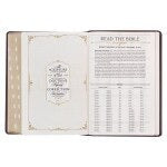 Burgundy and Saddle Tan Faux Leather Large Print King James Version Study Bible with Thumb Index - The Christian Gift Company