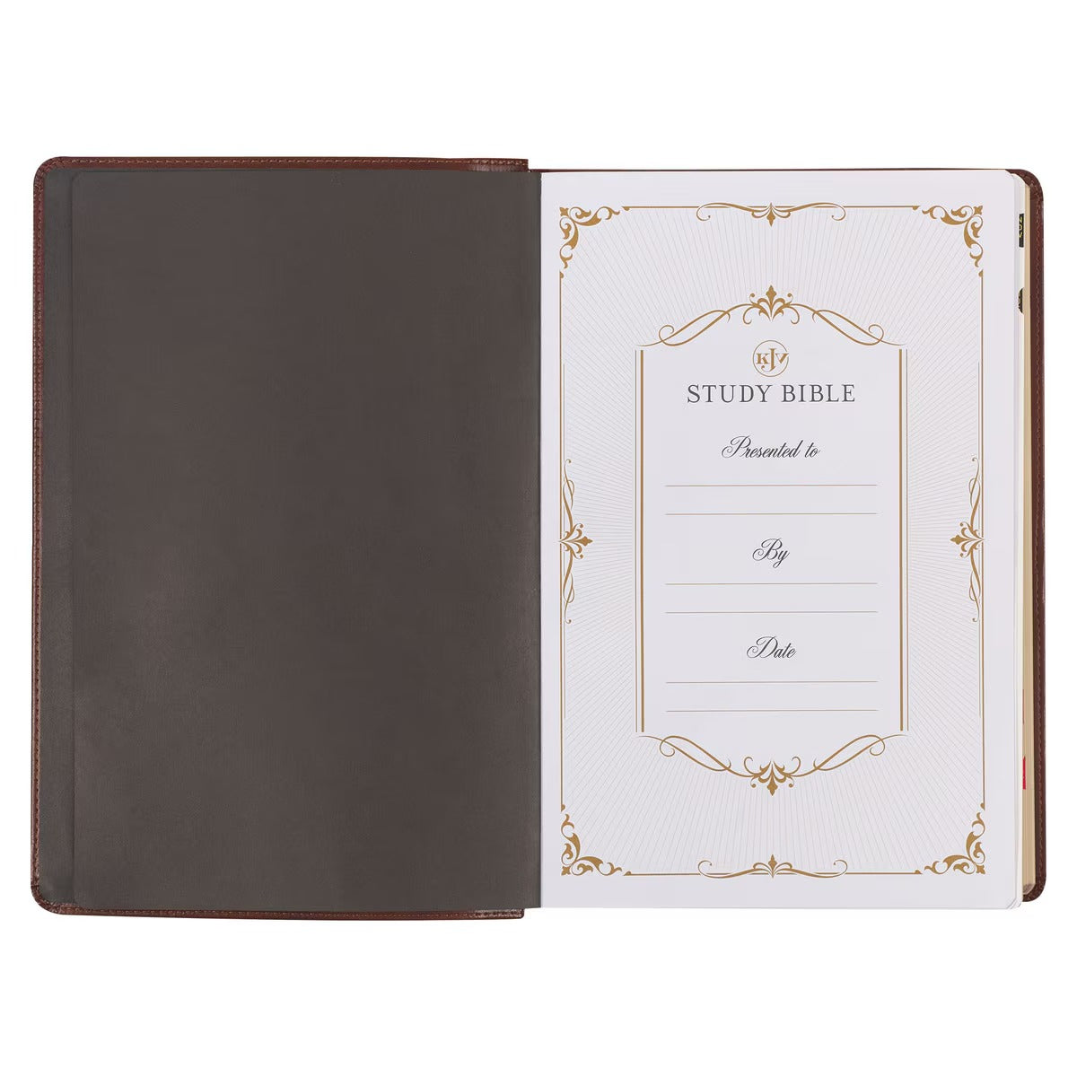 KJV Study Bible LP Faux Leather, Saddle Tan/Art Nouveau