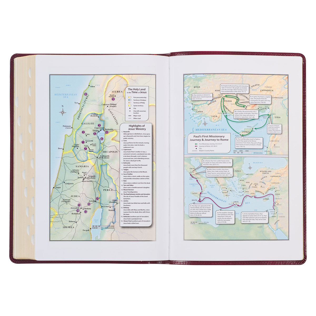 Burgundy Cross Faux Leather Large Print Thinline King James Version Bible with Thumb Index - The Christian Gift Company