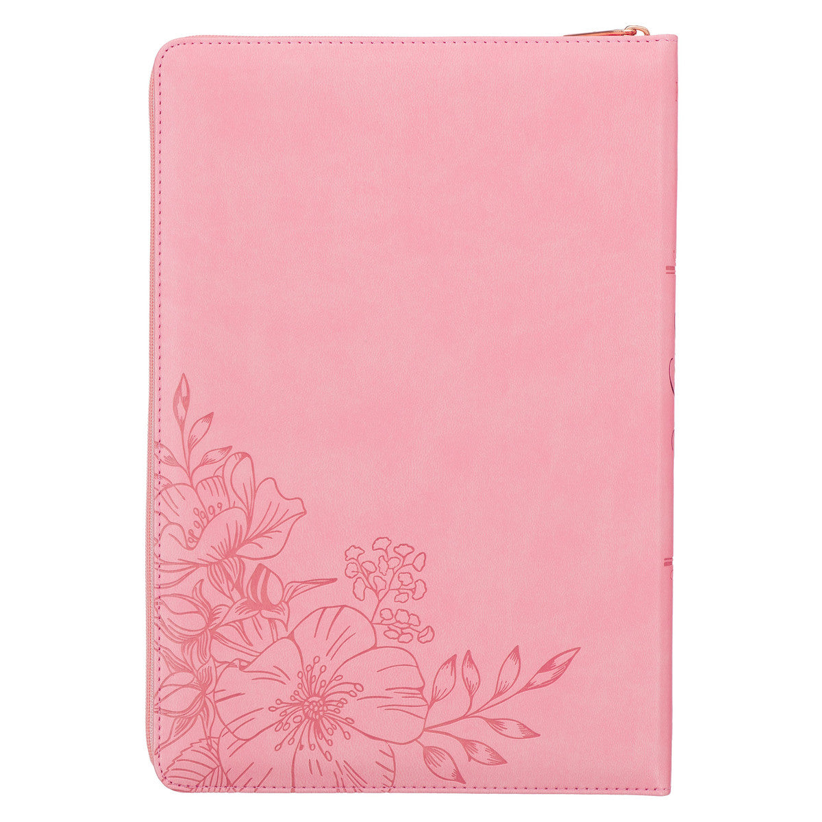 Sunrise Pink Faux Leather Large Print Thinline King James Version Bible with Zippered Closure and Thumb Index - The Christian Gift Company