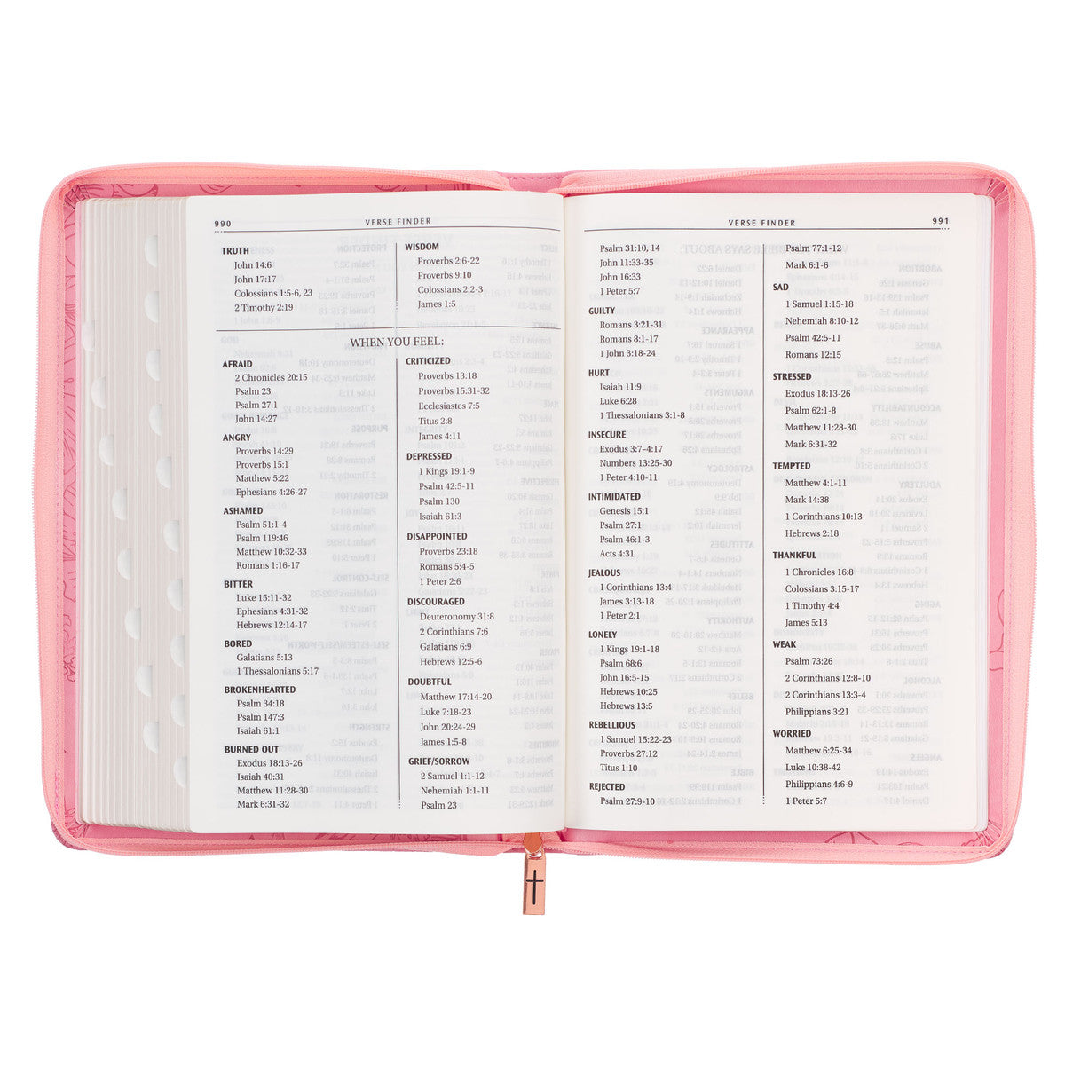 Sunrise Pink Faux Leather Large Print Thinline King James Version Bible with Zippered Closure and Thumb Index - The Christian Gift Company